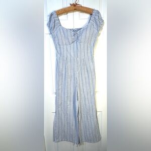 Derek Heart Striped Smocked Wide Leg Jumpsuit Size M